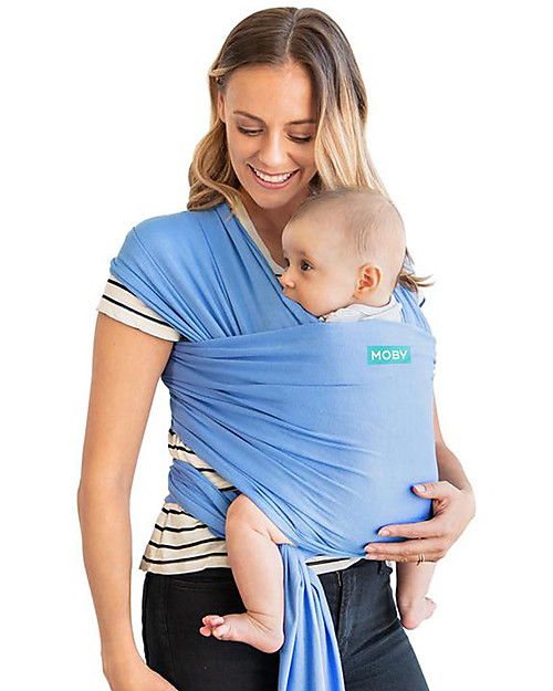 Moby Wrap Fascia Portabebè Evolution - Morbidissima e Facile da indossare - Fiordaliso Fasce Portabebé